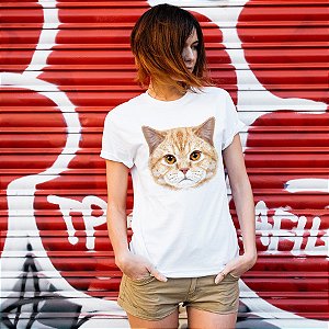 Camiseta Baby Look Gato Retrato