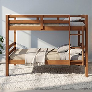 Cama Beliche Suspenso Solteiro Madeira Mdf Com Grade