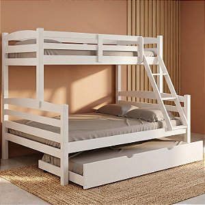 Treliche Casal Madeira Cama Auxiliar Solteiro Escada