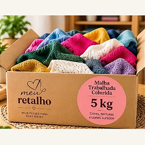 Caixa de Retalhos de Malha Trabalhada Colorida – 5 kg