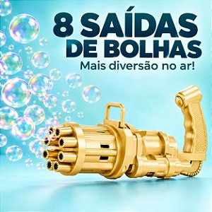 Lança-Bolhas de Sabão Infantil - 8 Saídas - Dourado