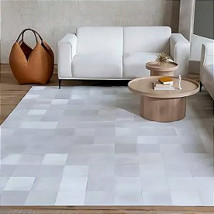 Tapete de couro Luxo offwhite placa 20x20cm- Nobre couros