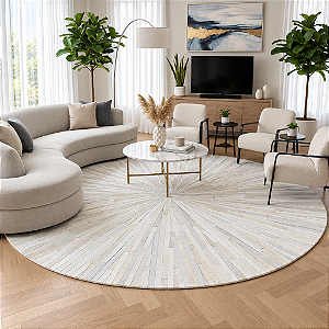 Tapete de couro Redondo Luxo London Offwhite - Nobre Couros