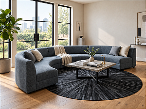 Tapete de couro Redondo Luxo London Black- Nobre Couros