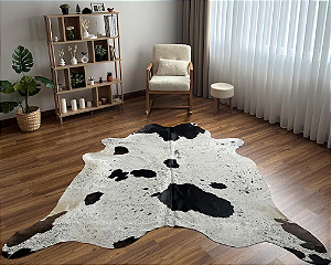 Tapete de couro Bovino Salina Preto e Branco 2,08x2,40