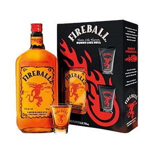 Kit Licor Fireball c/2 Copos 750ml
