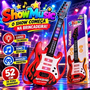 Guitarra Infantil ShowMusic 52cm com Luz e Som Musical