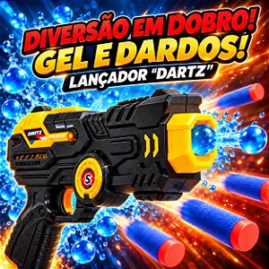 Brinquedo Lançador 2 em 1 Lança Gel e Dardos de EVA Infantil com INMETRO