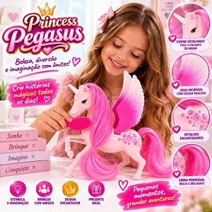 Pegasus Princesa Unicornio com Asas e Crina Penteável Princess Pegasus