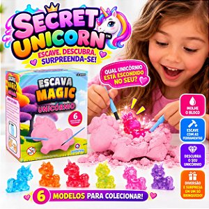 Escava Magic Unicórnio Surpresa Infantil Kit Escavação 3+