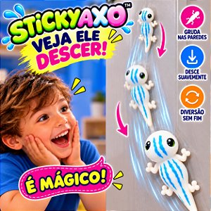 Axolote Grudento StickyAxo Gruda e Desce na Parede Infantil