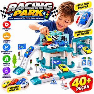 Pista Carrinho Infantil Racing Park 40+ Peças Garagem 3+