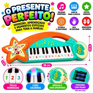 Piano Infantil Teclado Eletrônico Musical EletroPianinho 3 Modos