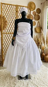 Conjunto Ração Feminino Oxford Branco (saia 3 metros, pano da costa e ojá)