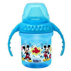 Copo Mickey com alça e Bebedor de Silicone - Azul 230Ml