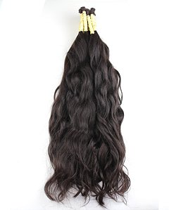 Cabelo Humano Castanho Natural Ondulado 70/75cm 50 gramas