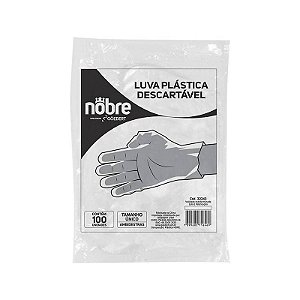 LUVA PLASTICA DESCARTAVEL  - TAMANHO UNICO COM 100 UNIDADES - NOBRE