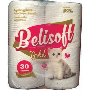 PAPEL HIGIENICO BELISOFT GOLD F. SIMPLES 04 X 30 METROS