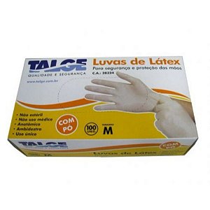 TALGE LUVA LATEX COM PO MEDIA COM 100 UNIDADES