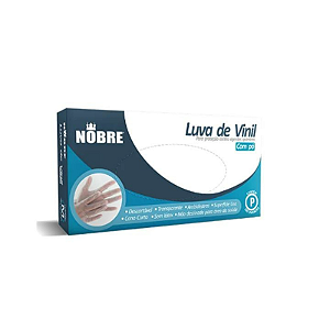 LUVA VINIL COM PÓ NOBRE PEQUENA COM 100 UNIDADES