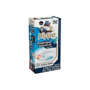 PASTILHA SANITARIA ADESIVA HIPPO MARINE 10 GRAMAS COM 03 UNIDADES