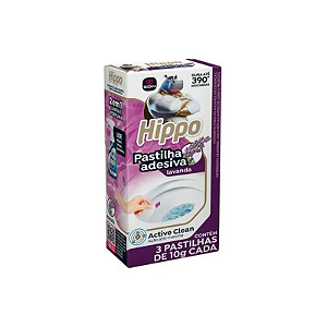 PASTILHA SANITARIA ADESIVA HIPPO LAVANDA 10 GRAMAS COM 03 UNIDADES