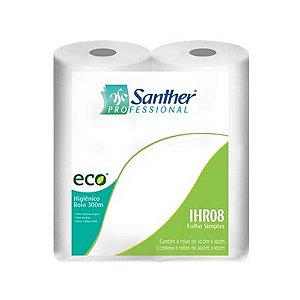 SANTHER PAPEL HIGIENICO INOVATTA FOLHA SIMPLES ROLO  08 X 300 METROS - REF: IHR08