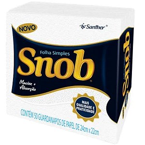 SANTHER GUARDANAPO SNOB FOLHA SIMPLES PEQUENO 50 FOLHAS - REF.: GNB23