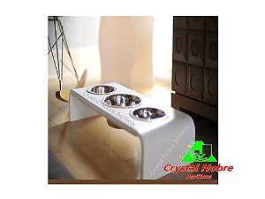 Comedouro Bebedouro Triplo Elevado  Acrílico Luxe Line
