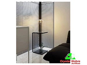 Mesa Lateral de Acrílico Formato C Fumê Médio Linha Home Luxe