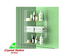 Prateleira Para Banheiro 3 Andares Acrílico Cristal Linha Lux Color
