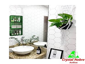 Prateleira Para Banheiro 3 Andares Acrílico Vd Floresta Linha Lux Color