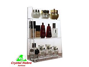 Porta Cosméticos Pirâmide Acrílico Com 03 Compartimentos Linha Love Tonight