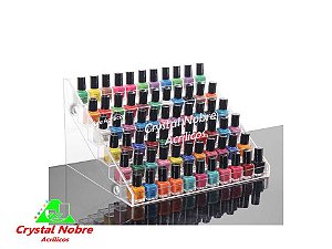 Porta Esmalte de Mesa Elevado com 6 Degraus para 60 frascos Acrílico Cristal