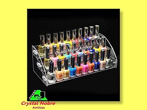Porta Esmalte de Mesa Elevado com 3 Degraus para 30 frascos Acrílico Cristal