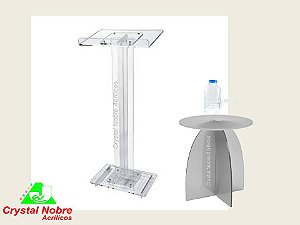 Púlpito De Acrílico Clássico Nobre 1CLNC Com Mesa Assistente