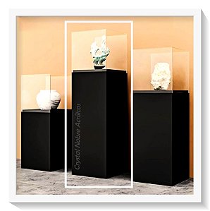 Expositor Stand Acrílico Premium Preto Brilho - 40cm x 1,30m