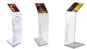 Totem Display L Inclinado Menu/Card A4 Acríl Transp