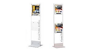 Totem Vertical Pé Duplo AutoCar C/Bolso Frontal A4 Acríl Cristal