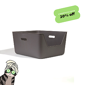 Caixa de areia higiênica para gatos cinza