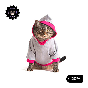 Moletom Cinza e Rosa | Roupa Para Gatos