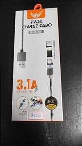 Cabo Magnetic  Modelo XS-025 3 PONTEIRAS  V8, TIPO C, IPHONES