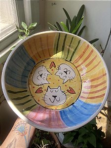 Tigela/ Bowl Gatinho e cores Grande