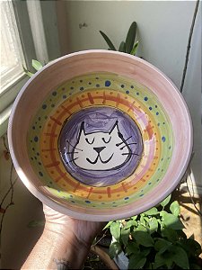 Tigela/ Bowl Gatinho e cores Média