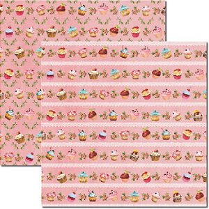 Papel Scrap Dupla Face Cupcakes Rosa 2 Arte Fácil