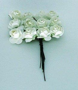 Rosa de Papel 2,30cm Branca (12 unidades)