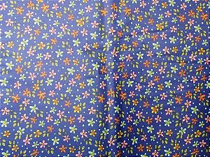Tecido para Patchwork Rapsody Floral fd. Azul Marinho (0,50m x 1,50m)
