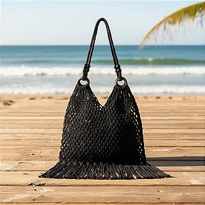 Bolsa Praia Macramê Crochê Franja Grande Forro Multiuso