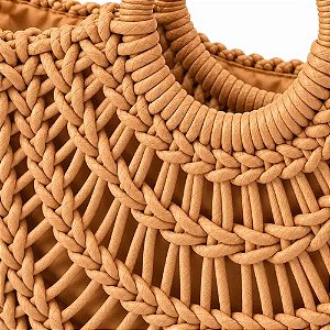 Bolsa Fem De Crochê Trança Com Alça Couro Transv Verão Praia