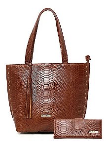 Bolsa Feminina Grande Couro Legitimo Brinde Carteira